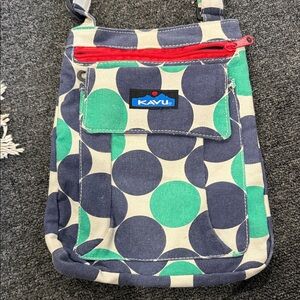 KAVU Polka Dot Crossbody Bag in Green and Navy